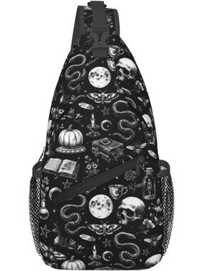 Unisex Skull Board Skeletons Sling Backpack Chest Hiking Travel Crossbody Bag